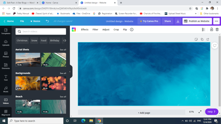 Canva screenshot video library