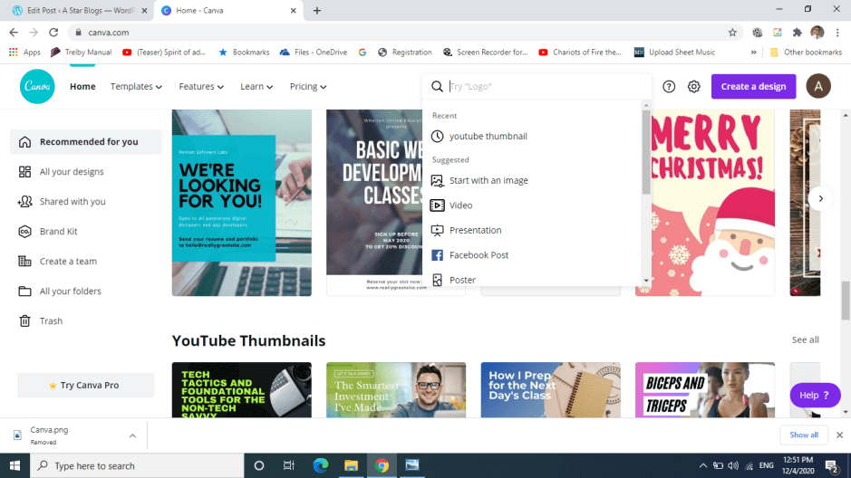 Canva homepage screenshot